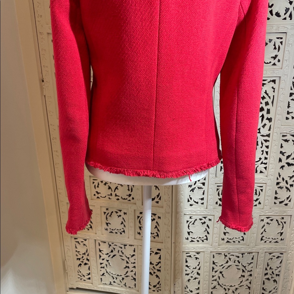 L'AGENCE Red Fringed Open-Front Blazer - Picture 9 of 16